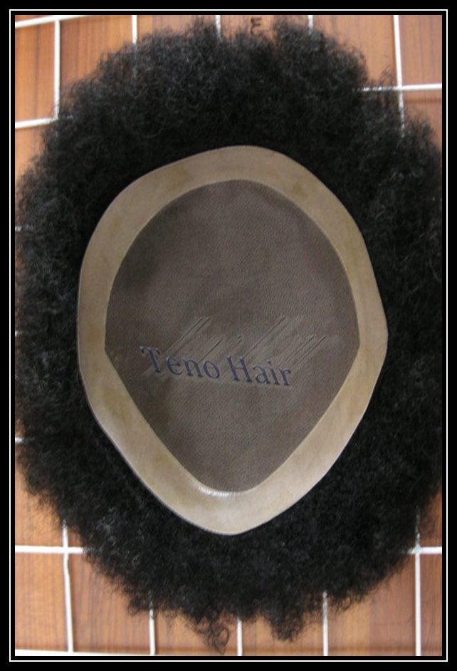 Fine mono with pu coating afro toupee