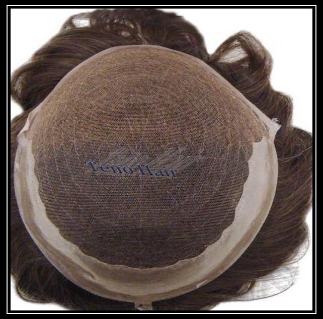 Q6 French lace with Clear Pu Stock Hair Replacement Systems