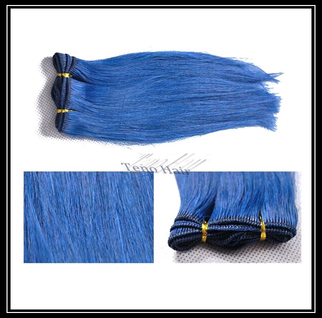 Blue color China hair extension