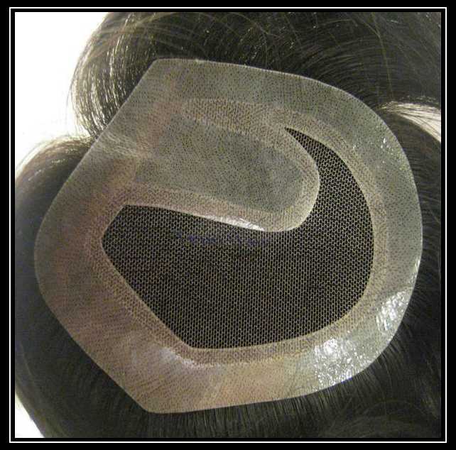 Unusual shape pu with small area lace on center new u hair replacement average 