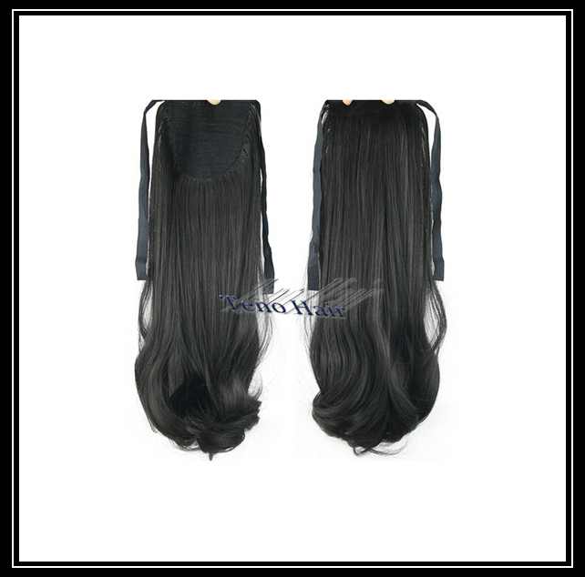 Human hair drawstring ponytail