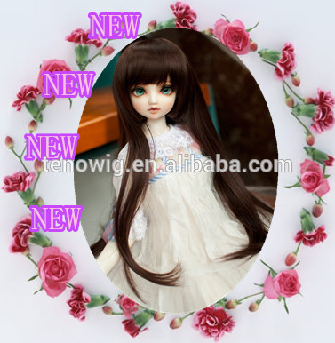 Very beautiful midium long purple high quality made in China synthetic bjd doll wig