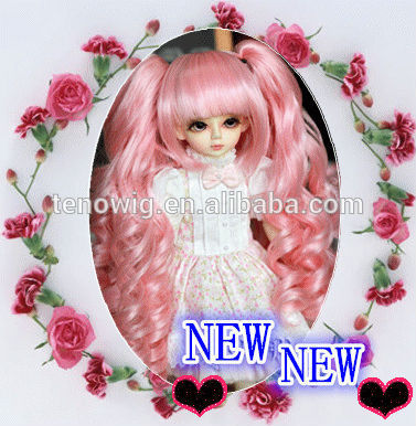 Very popular two tone long curly made in China bjd doll wig