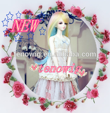 NEW arrival rainbow color cheap synthetic doll wig