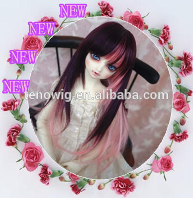 Classic and cute two braid high quality synthetic bjd doll wig