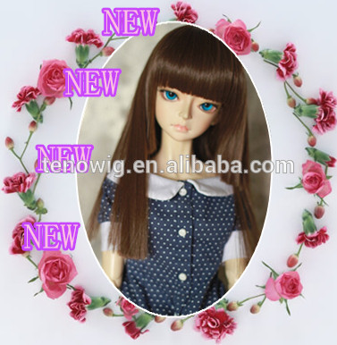 Qingdao port super cute two braid top quality synthetic bjd doll wig