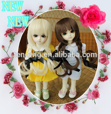 Wholesale factory price natural color straight synthetic bjd doll wig