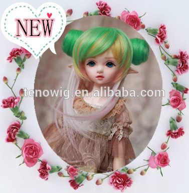  Wholesale cheap super cute two ponytail synthetic bjd doll wig