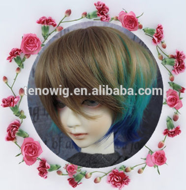 Best selling colorful short synthetic boy doll wig