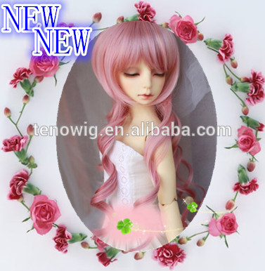 Wholesale cheap pink top quality synthetic bjd doll wig