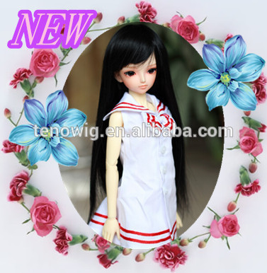 Whole cheap straight heat resisitant synthetic bjd doll wig