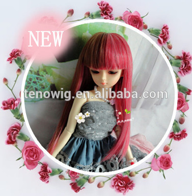 Super cute Qingdao port 100%heat resistant synthetic bjd doll wig