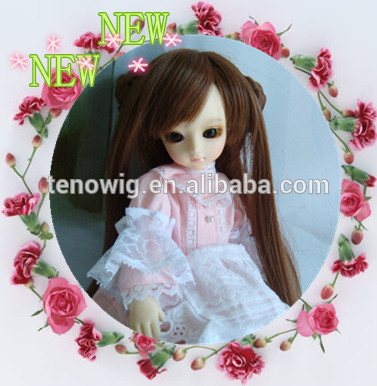  NEW product Lovely and cute two braid Qingdao port synthetic bjd doll wig