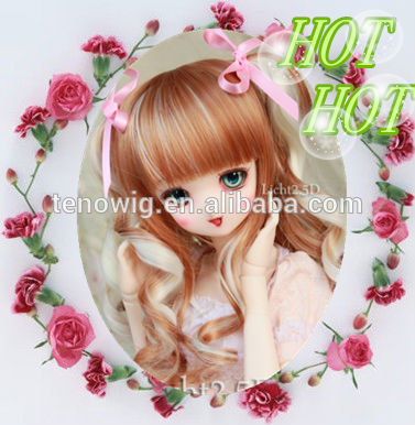  Very lovely two tone two braid Qingdao port synthetic bjd doll wig