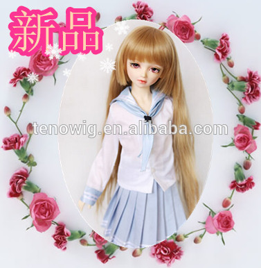 Hot sale popular design long curly Qingdao port synthetic bjd doll wig