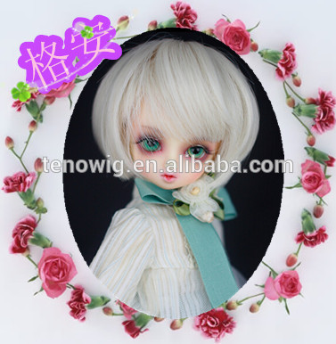  Wholesale cheap short silver Qingdao port synthetic bjd doll wig