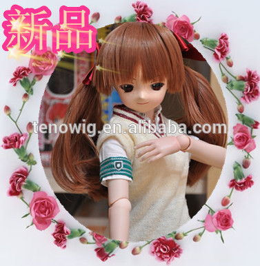 Wholesale cheap two braid Qingdao port synthetic bjd doll wig