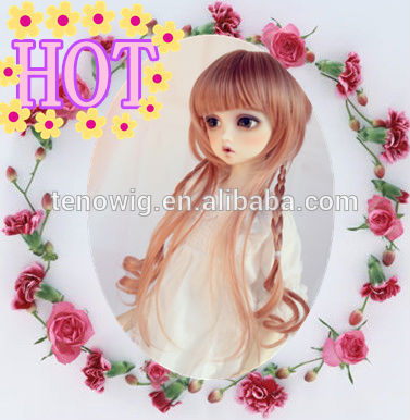 2015 NEW product lovely Qingdao port heat resistant synthetic bjd doll wig