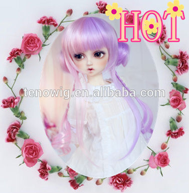 2015new design very hot and lovely Qingdao port synthetic bjd doll wig