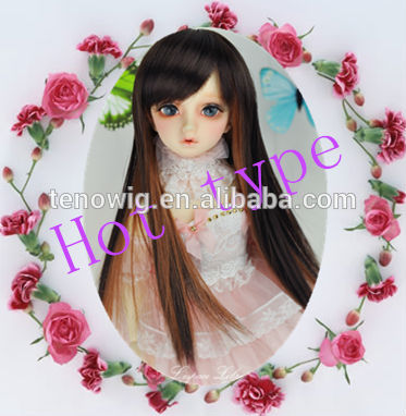 Best selling hot type straight two tone cheap bjd doll wig