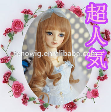 Cute synthetic 9-10inch long yellow doll hair wig