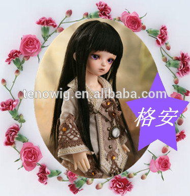 wholesale cheap black straight Synthetic bjd Doll Wig