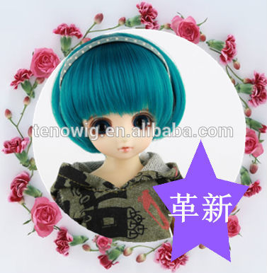 2015 new arrival short cute synthetic bjd doll wig