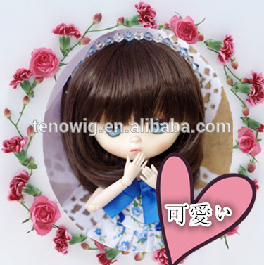 popular short brown bob synthetic cheap bjd doll wig