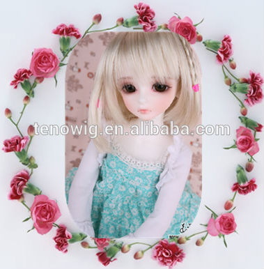 Cute short bob blonde synthetic bjd doll wigs