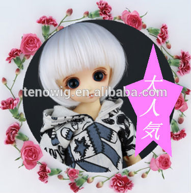 Best selling short silver synthetic bjd doll wig