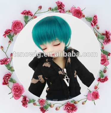 2015new arrival short green cute synthetic bjd doll wig