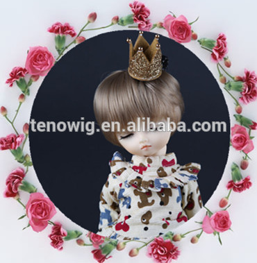 Wholesale cheap short wine cuted synthetic bjd doll wig