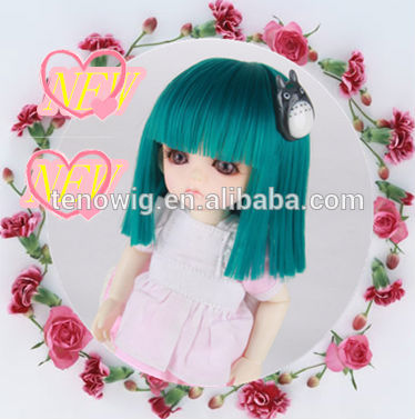 Qingdao port green straight bob type synthetic bjd doll wig