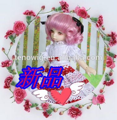 Very cute strawberry color synthetic bjd doll wig wholesale