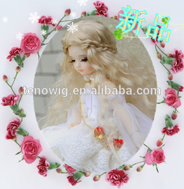 Super hot fashion two braid Qingdao port synthetic bjd doll wig