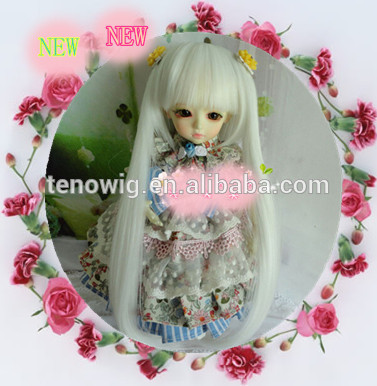 Wholesale cheap silver straight Qingdao port synthetic bjd doll wig