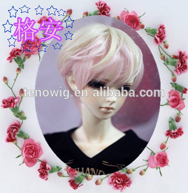 Hot selling two tone synthetic bjd boy doll wig