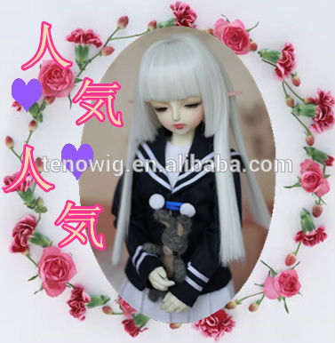 HOT!HOT! silver straight synthetic bjd doll wig wholesale