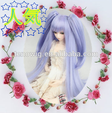 Unique japan popular purple two braided synthetic bjd doll wig wholesale