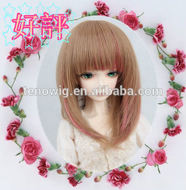 Wholesale cheap lovely two tone synthetic bjd doll wig wholesale